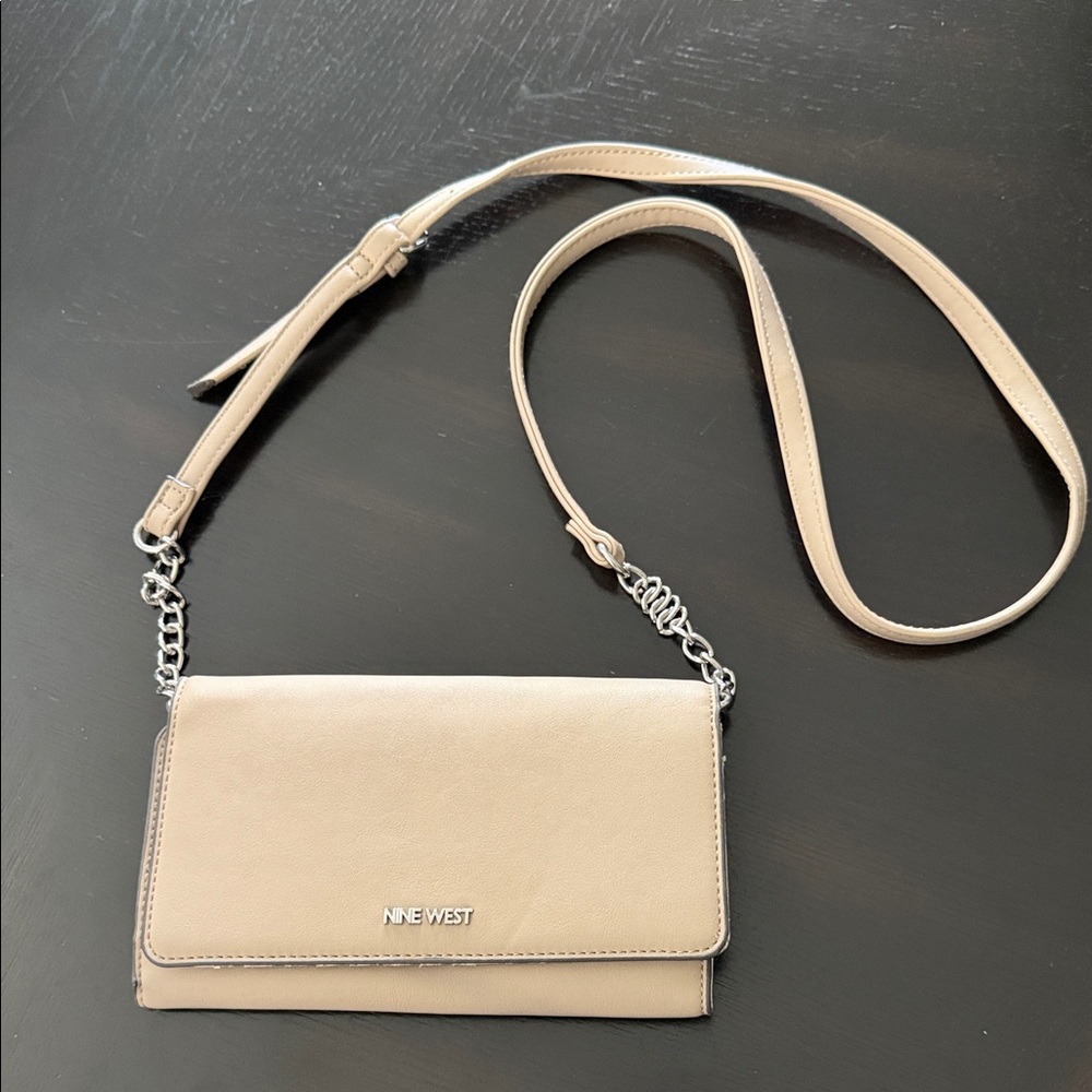 Nine West Beige Crossbody Bag with Chain Strap